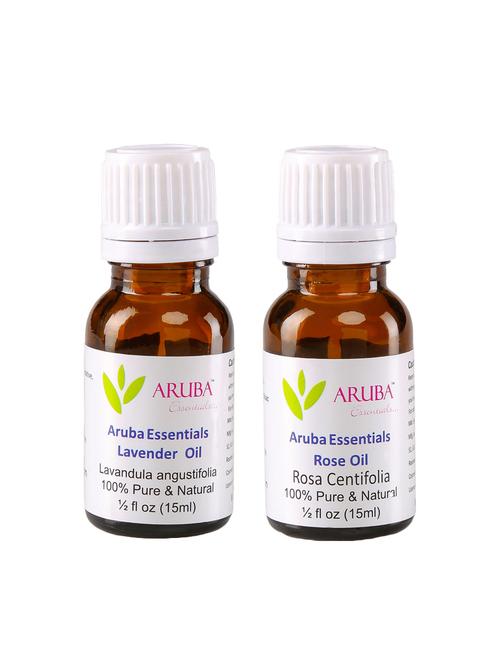 aruba essentials lavender  oil & rose  oil 100% undiluted combo of 15 ml each - 15278879 - Very Small Image - 1
