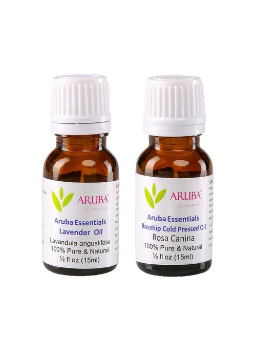 aruba essentials lavender  oil & rosehip cold pressed  oil   100% undiluted combo of 15 ml each - 15278888 - Very Small Image - 1