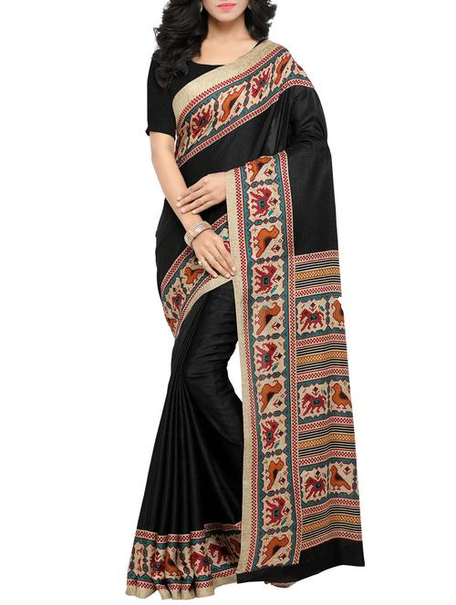 black art silk bordered saree with blouse - 15279113 - Very Small Image - 1