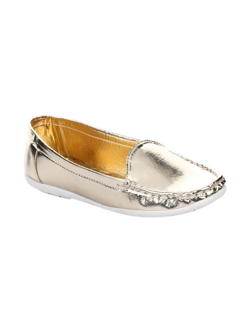 gold faux leather slip on loafers - 15280421 - Very Small Image - 1