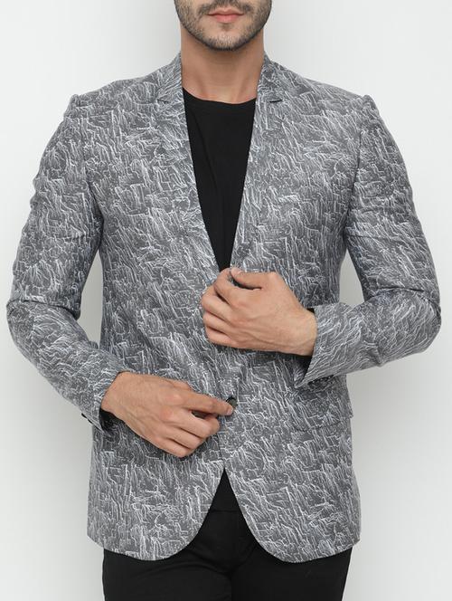 grey cotton casual blazer - 15282046 - Very Small Image - 1