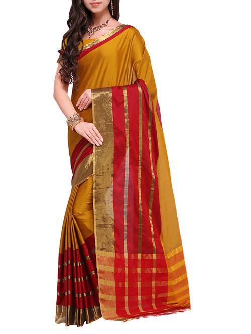 mustard cotton silk maheshwari saree with blouse - 15284036 - Very Small Image - 1