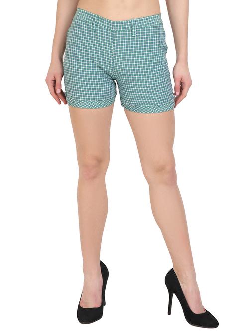 green checkered cotton shorts - 15284610 - Very Small Image - 1