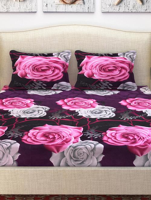 polycotton floral double bedsheet with 2 pillow covers - 15285195 - Very Small Image - 1