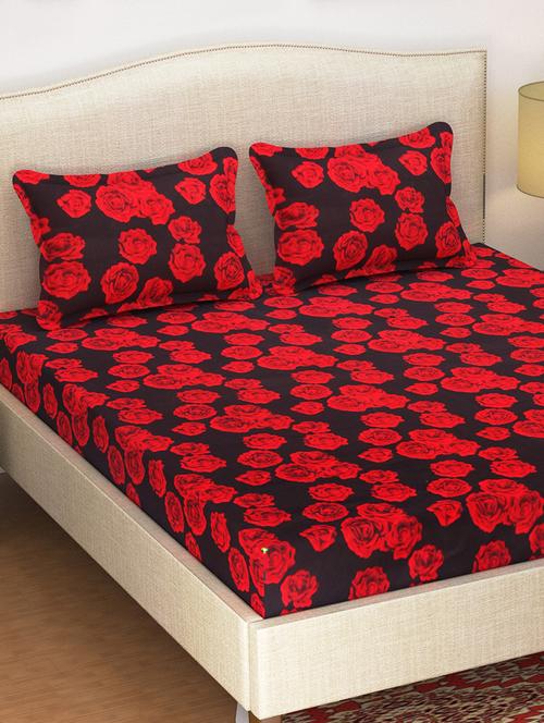 polycotton floral double bedsheet with 2 pillow covers - 15285236 - Very Small Image - 1