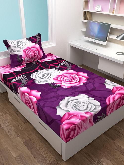 polycotton floral single bedsheet with 1 pillow cover - 15285243 - Very Small Image - 1