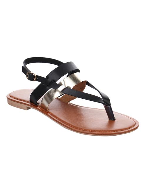 black faux leather back strap sandals - 15285443 - Very Small Image - 1