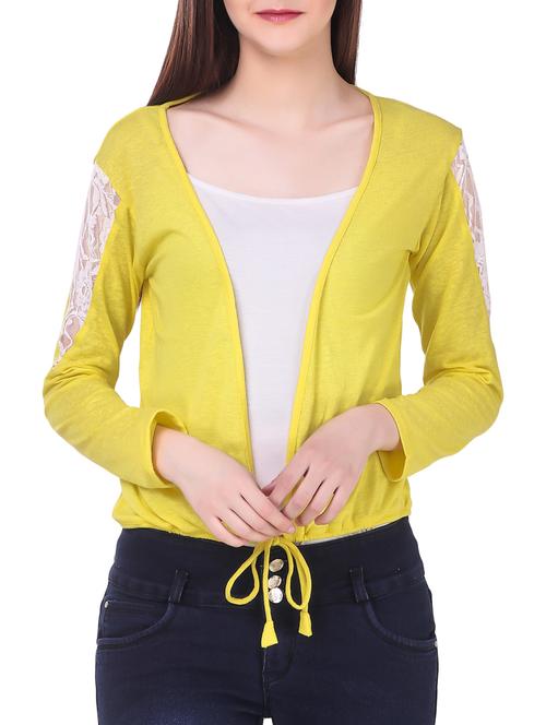 yellow solid viscose lace shrug - 15285579 - Very Small Image - 1