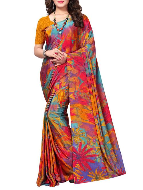 abstract printed saree with blouse - 15287462 - Very Small Image - 1
