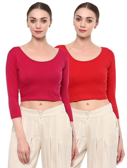 multi colored cotton lycra combos blouse - 15287618 - Very Small Image - 1