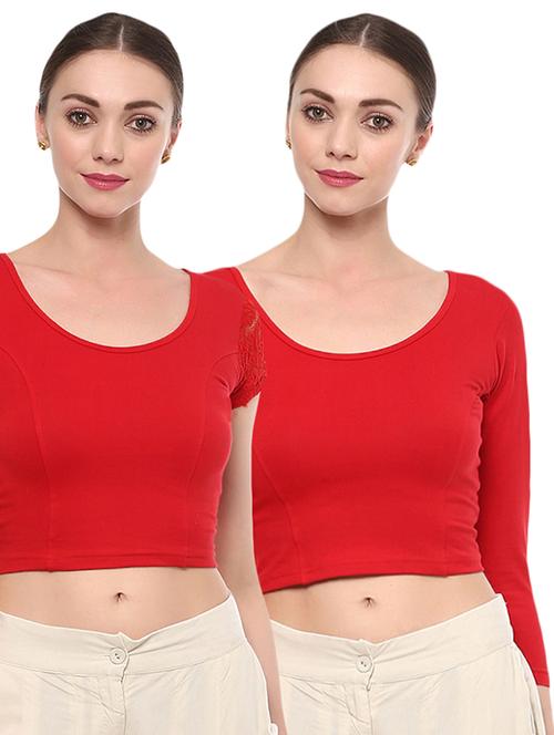 multi colored cotton lycra combos blouse - 15287628 - Very Small Image - 1