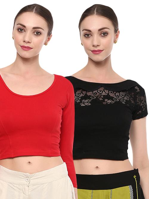 multi colored cotton lycra combos blouse - 15287633 - Very Small Image - 1