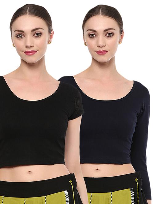 multi colored cotton lycra combos blouse - 15287648 - Very Small Image - 1