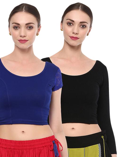 multi colored cotton lycra combos blouse - 15287669 - Very Small Image - 1