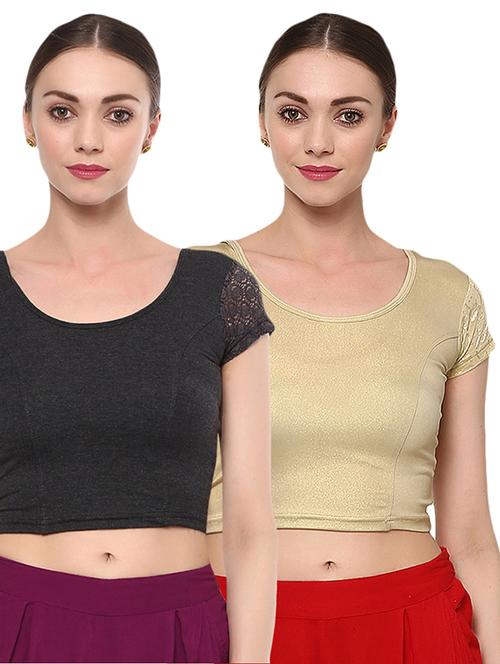 multi colored cotton lycra combos blouse - 15287687 - Very Small Image - 1