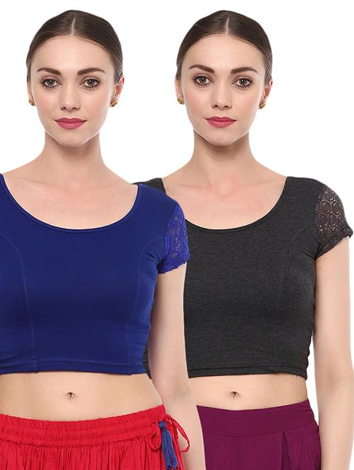 multi colored cotton lycra combos blouse - 15287700 - Very Small Image - 1