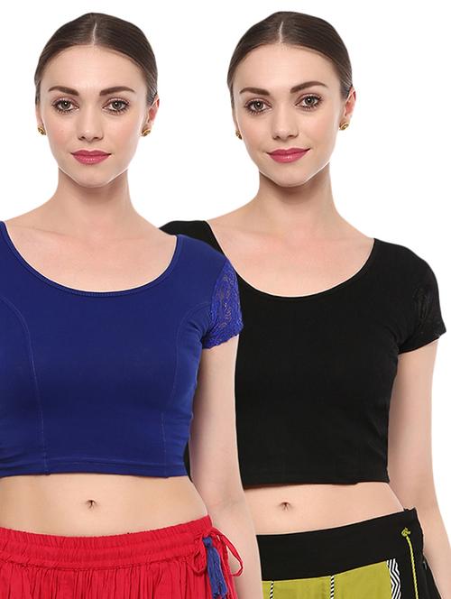 multi colored cotton lycra combos blouse - 15287706 - Very Small Image - 1