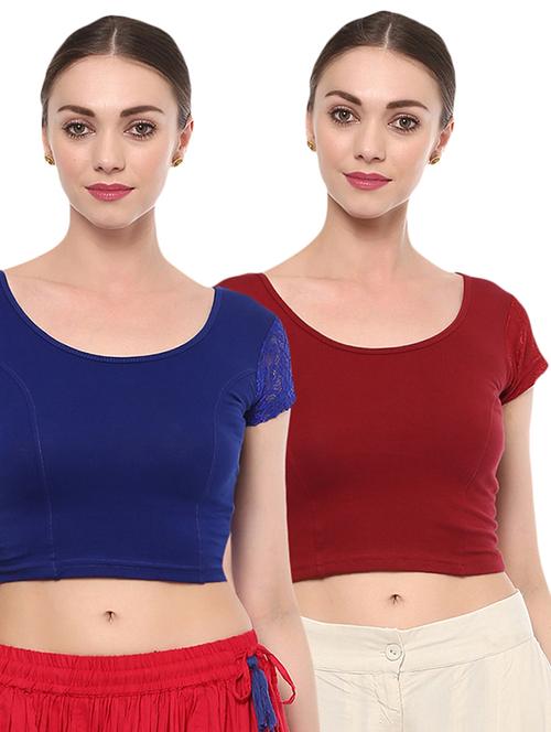 multi colored cotton lycra combos blouse - 15287707 - Very Small Image - 1