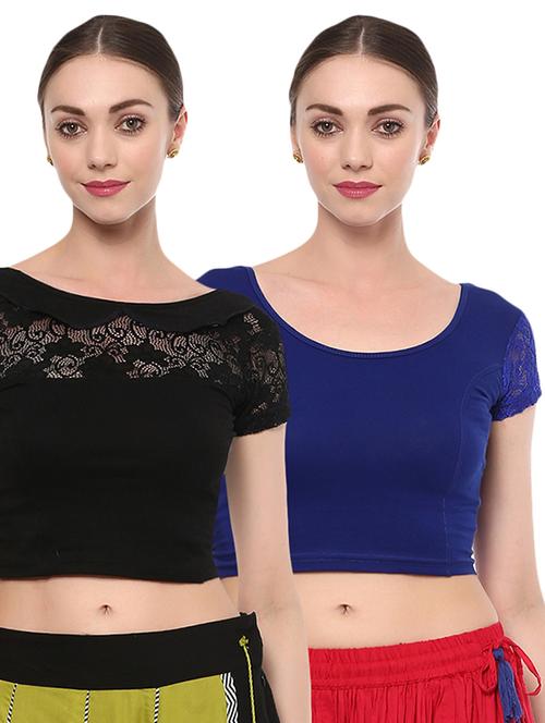 multi colored cotton lycra combos blouse - 15287708 - Very Small Image - 1