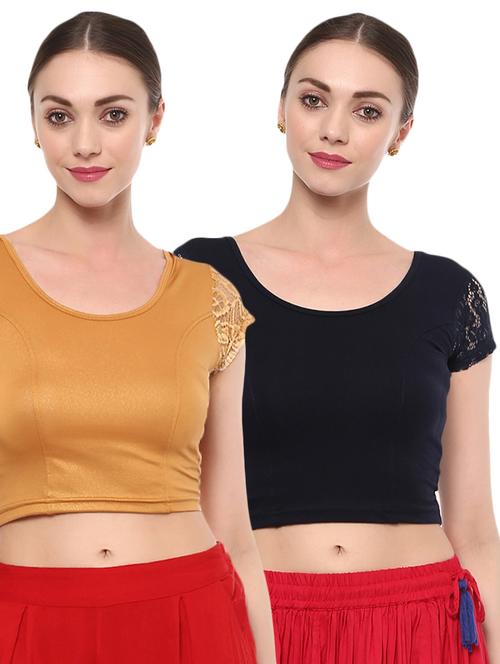 multi colored cotton lycra combos blouse - 15287724 - Very Small Image - 1