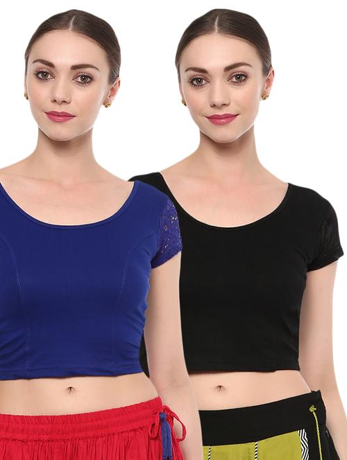 multi colored cotton lycra combos blouse - 15287755 - Very Small Image - 1