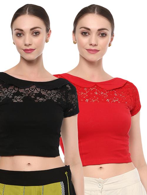 multi colored cotton lycra combos blouse - 15287786 - Very Small Image - 1