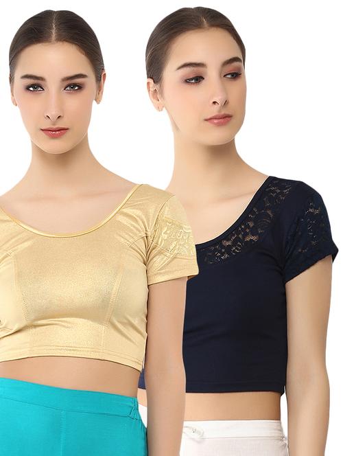 multi colored cotton lycra combos blouse - 15287803 - Very Small Image - 1