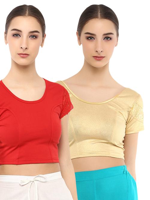 multi colored cotton lycra combos blouse - 15287809 - Very Small Image - 1