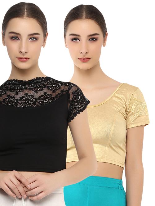 multi colored cotton lycra combos blouse - 15287812 - Very Small Image - 1