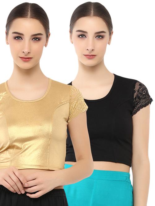 multi colored cotton lycra combos blouse - 15287861 - Very Small Image - 1