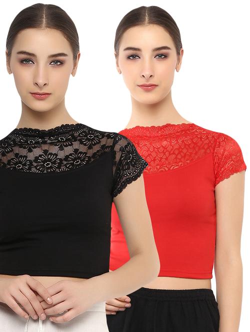 multi colored cotton lycra combos blouse - 15287884 - Very Small Image - 1