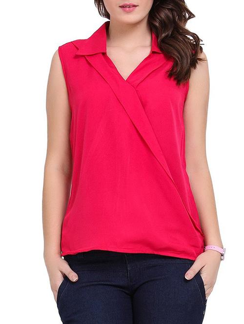 pink solid surpice top - 15290395 - Very Small Image - 1