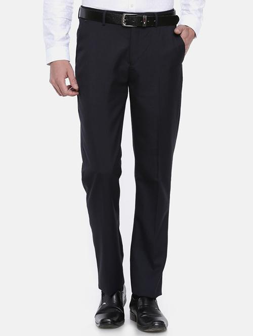 dark blue viscose flat front formal trouser - 15290566 - Very Small Image - 1