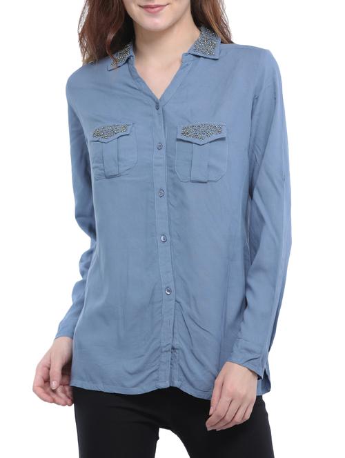 embellish detail long sleeved shirt  - 15290883 - Very Small Image - 1