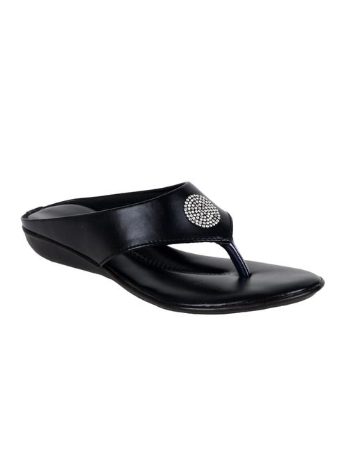 black faux leather  flip flops - 15291213 - Very Small Image - 1