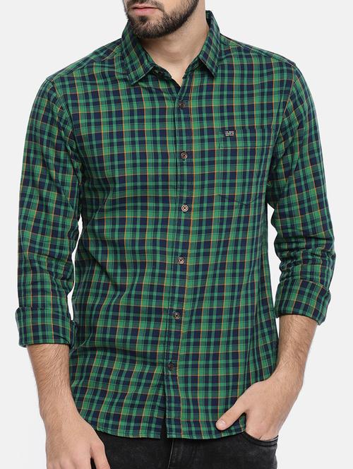green cotton casual shirt - 15291915 - Very Small Image - 1