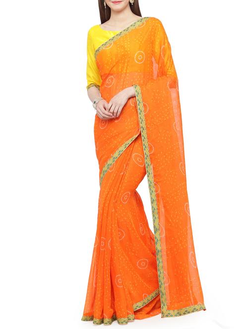 bandhani printed saree with blouse - 15292310 - Very Small Image - 1