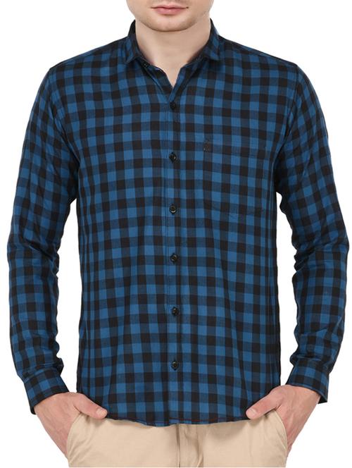blue cotton casual shirt - 15293399 - Very Small Image - 1