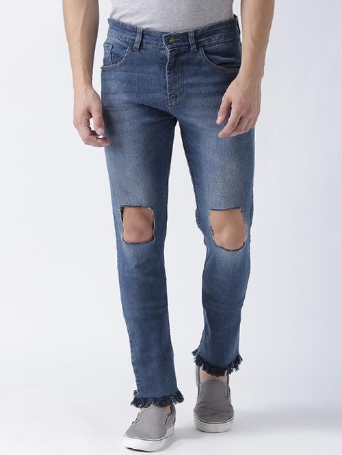 blue denim distressed jeans - 15293442 - Very Small Image - 1