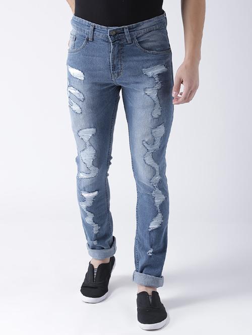 blue denim distressed jeans - 15293446 - Very Small Image - 1