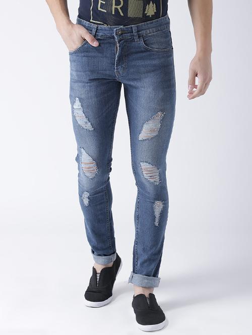 blue denim distressed jeans - 15293452 - Very Small Image - 1