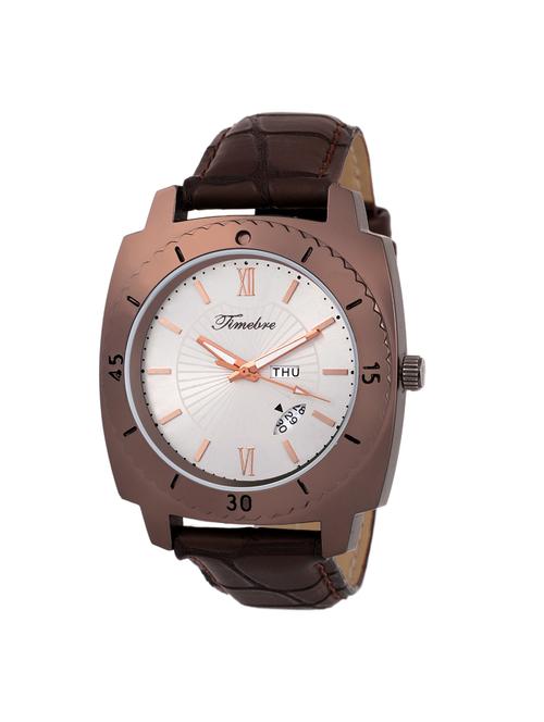 timebre men leather day & date analog watch - 15293970 - Very Small Image - 1