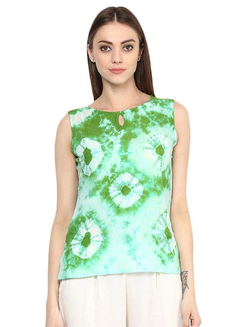 tie and dye key hole neck top - 15294183 - Very Small Image - 1