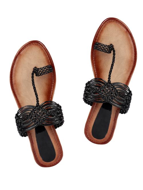 black jute one toe kolhapuris - 15295502 - Very Small Image - 1