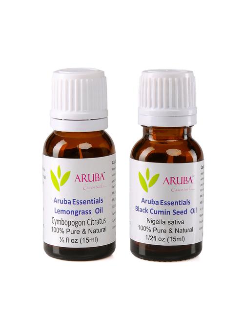 aruba essentials lemongrass  oil   & black cumin seed  oil   100% undiluted combo of 15 ml each - 15297875 - Very Small Image - 1