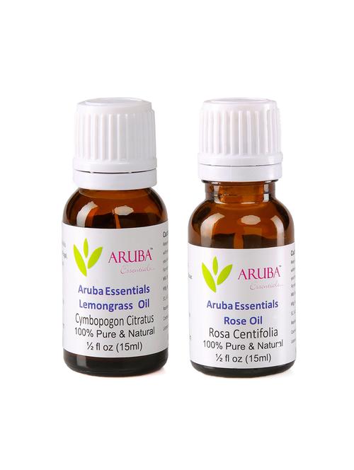 aruba essentials lemongrass  oil   & rose  oil 100% undiluted combo of 15 ml each - 15297876 - Very Small Image - 1