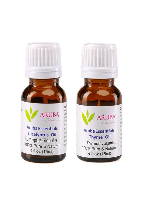 aruba essentials eucalyptus  oil & thyme  oil   100% undiluted combo of 15 ml each - 15297900 - Very Small Image - 1