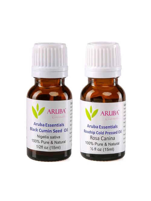 aruba essentials black cumin seed  oil   & rosehip cold pressed  oil   100% undiluted combo of 15 ml each - 15297924 - Very Small Image - 1