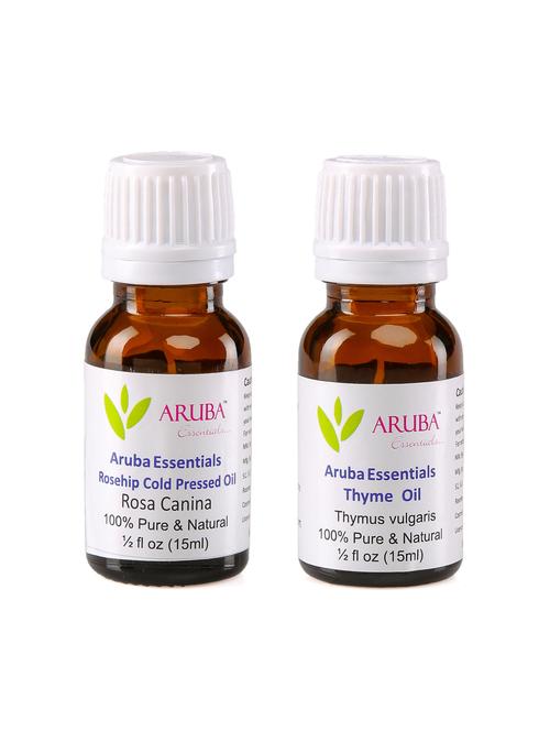 aruba essentials rosehip cold pressed  oil   & thyme  oil   100% undiluted combo of 15 ml each - 15297990 - Very Small Image - 1