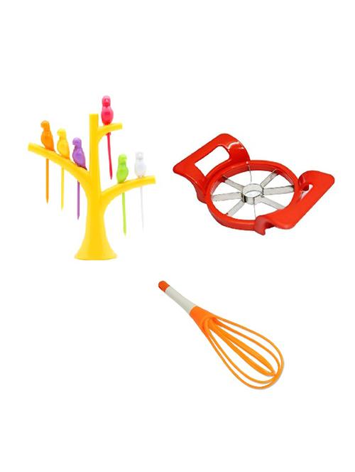 1 pc apple cutter + 1 pc fruit fork + 1 pc egg butter milk whisk beater - 15300411 - Very Small Image - 1